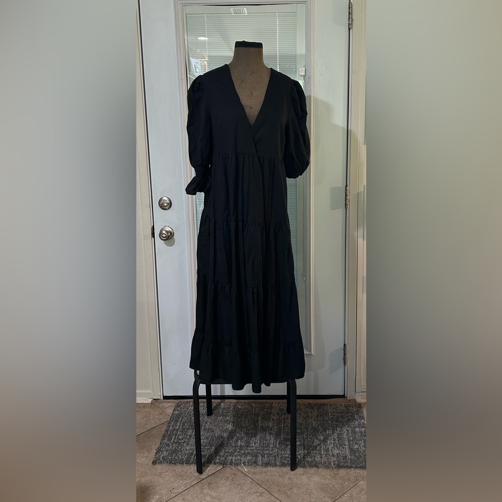 THE DROP Black V-Neck MAXI Dress Size S